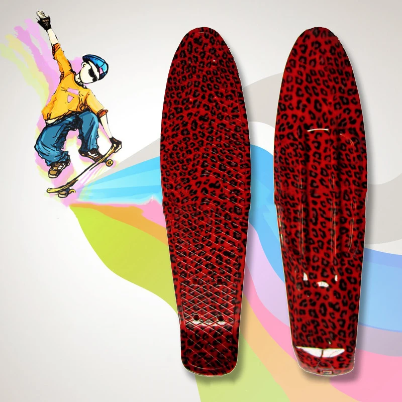 Free Shipping 22" Retro Cruiser Leopard printed skateboard skate scooter skateboarding board 4