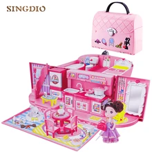 Diy куклы дом сумки для кукол аксессуары милый миниатюрный дом Детская вилла кухонный светильник музыкальные игрушки девочка игрушка костюм для детей