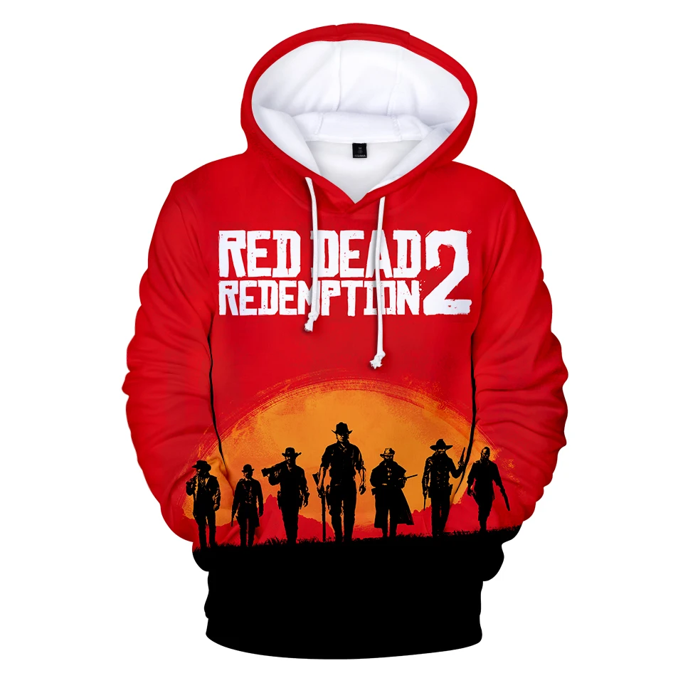 Модные Стиль толстовки Kawaii 3D Красный изображения из фильма «RED Dead Redemption» печати Толстовка с длинным рукавом для женщин/для мужчин одежда