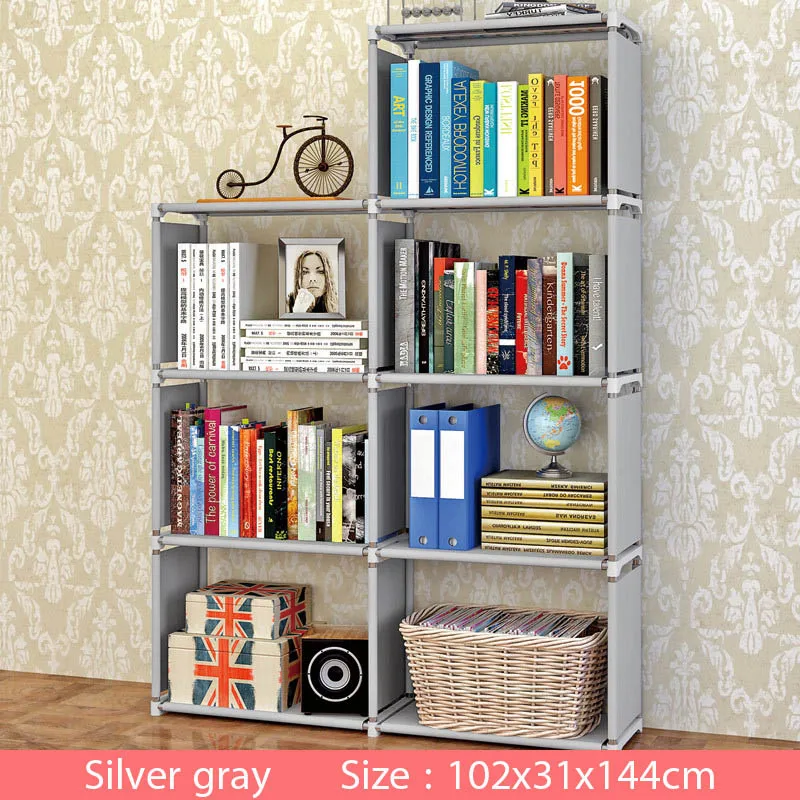 Multi-layer Simple Bookshelf Non-woven fabric organizer storage cabinet Assembly wall shelf bookcase home living room Furniture