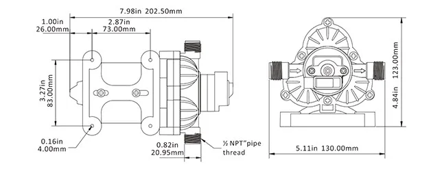 3 камеры водяной насос 12V 45PSI 3,0 диаметр разбрызгивателя: самовсасывающий морской мембранный насос каравана лодки RV Кемпер 8.0A