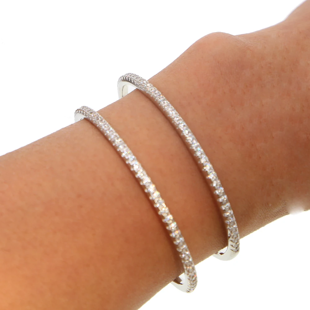 2018 Mirco pave white CZ tiny Open band Cuff Bangle & Bracelet For