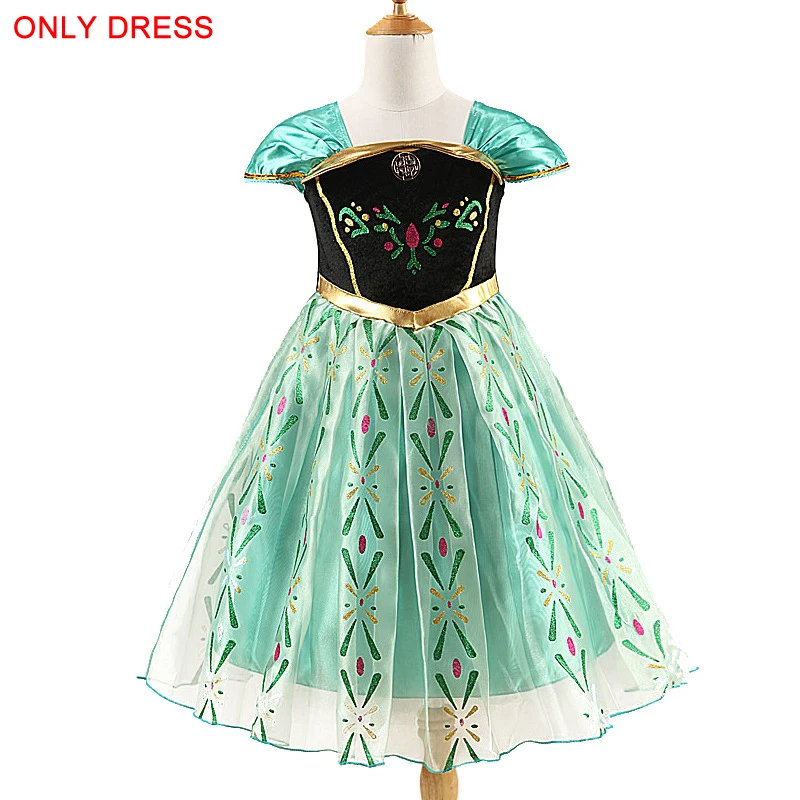 Летнее платье для маленьких девочек; vestidos Fever 2; платье принцессы Анны и Эльзы; платье для дня рождения; одежда для детей; Детский костюм - Цвет: c01 only dress