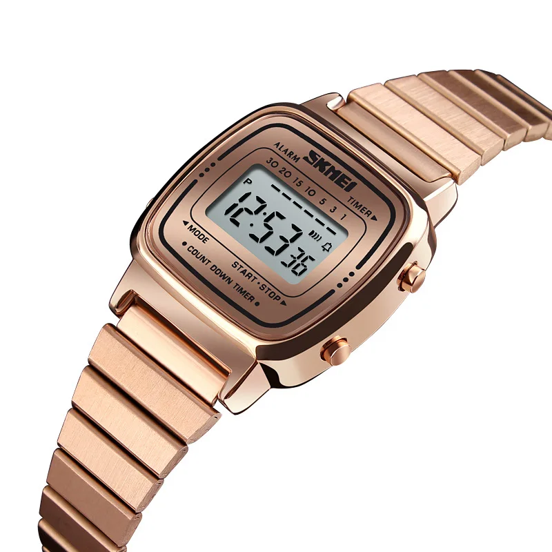 Achat SKMEI Femmes Hommes De Luxe Sport Montre Numérique Bracelet En Acier Inoxydable Femme Homme Horloge Montres 12 24 Heure De Mode Meilleurs Amants 1252