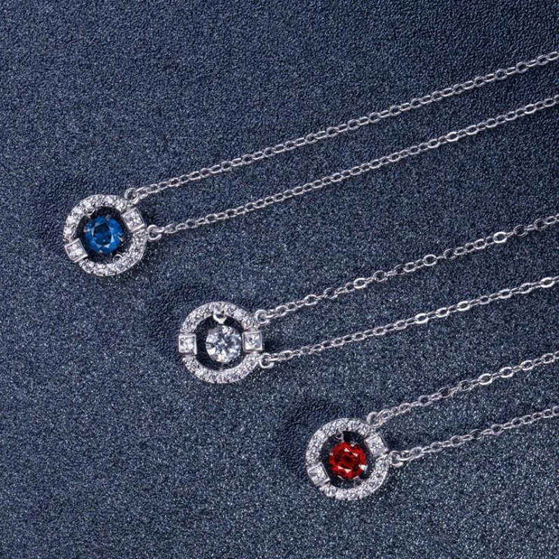 

KOFSAC New Charm Pure Silver 925 Necklace Dancing Stones Shiny Crystal CZ Necklaces For Women Valentine's Day Fine Jewelry Gift