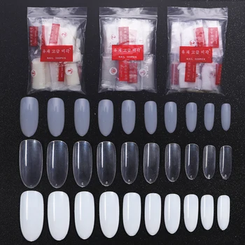 

500pcs False Nail Perforate Oval Shape Full Cover White Natural Transparent Art Artificial Acrylic Nail Tip