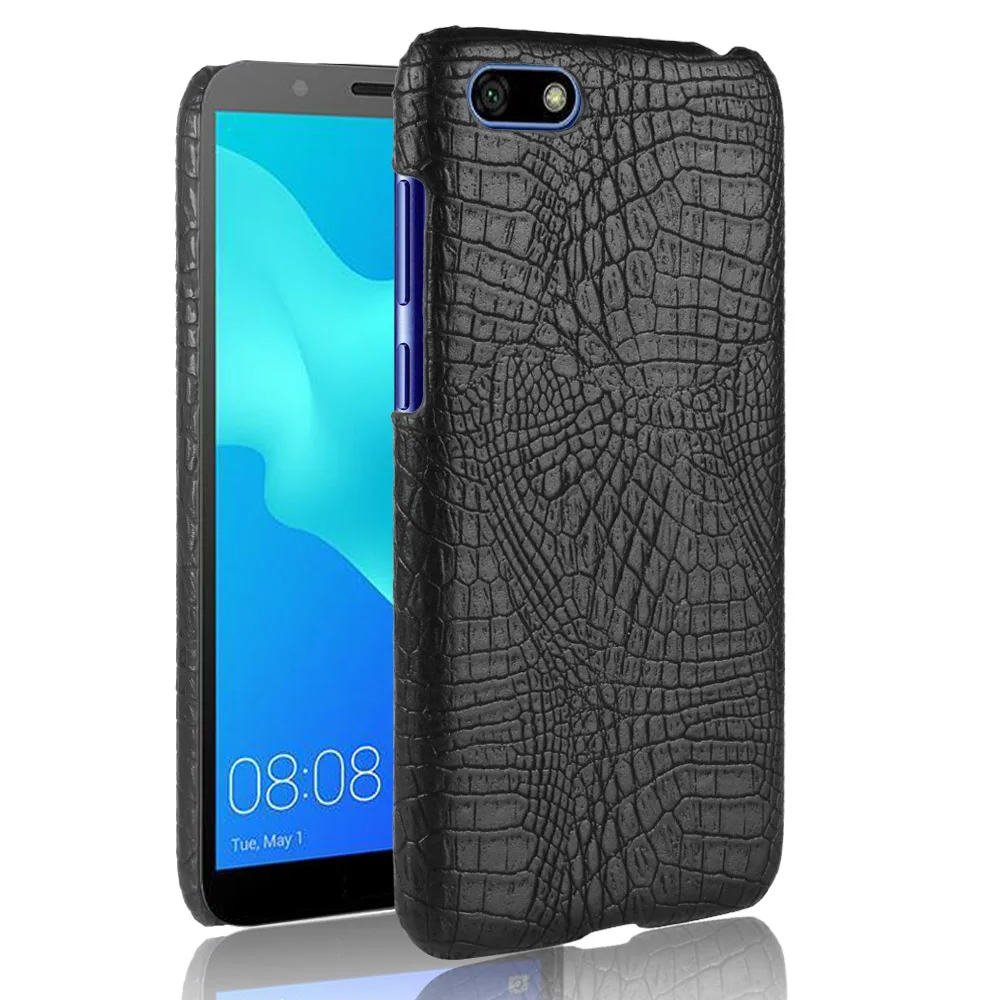 For Huawei Y5 2018/Y5 Prime (2018) Case Slim Crocodile Skin Texture Hard Leather Back Cover Shield Smart Phone Protective Shell |