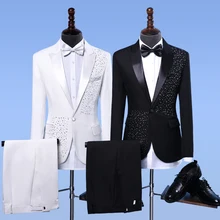 S-xxl наборы костюмов мужские певец и ведущий платье отправлено Буровое украшение сценические костюмы певицы