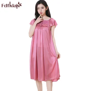 

Fdfklak 2018 Summer Sleeveless Nightgown For Pregnant Women Maternity Clothes Maternity Nightwear Silk Pregnancy Sleepwear F96