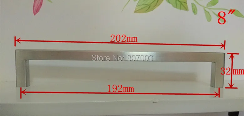 

(Length:202mm) 10mm Square Bar Stainless Steel Kitchen Door Cabinet Handle Pull Knob 8