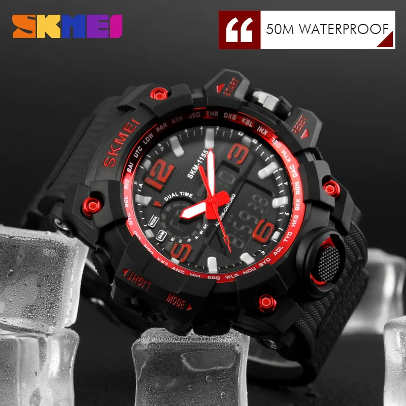Zegarki Мужские часы светодиодный дисплей цифровые спортивные часы большой циферблат Relogio Masculino модный бренд шок кварцевые наручные часы