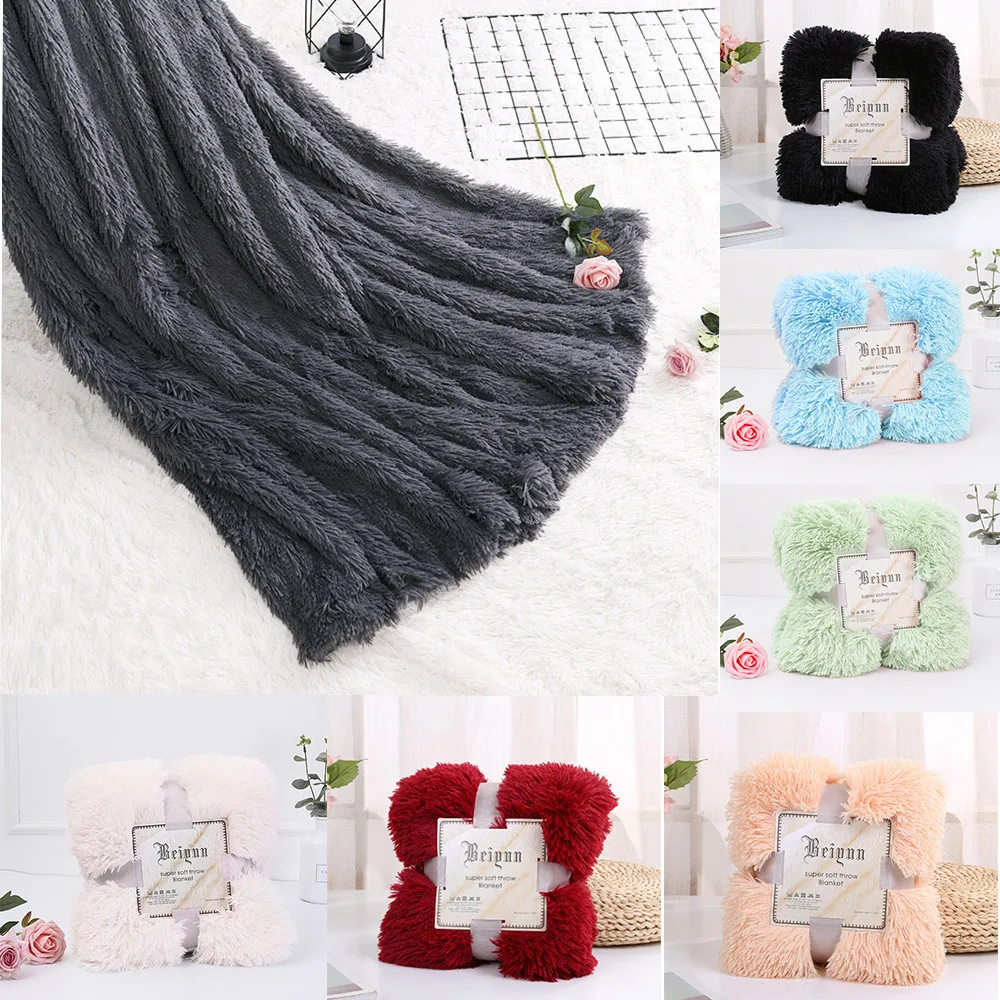 

Bathroom Carpet Bed Sofa Blanket Long Shaggy Cozy Fluffy Faux Fur Sheet Super Soft Warm Throw 130 X 160cm blanket