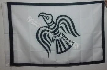

Black and White Viking Raven Flag hot sell good 3X5FT 150X90CM Banner brass metal holes