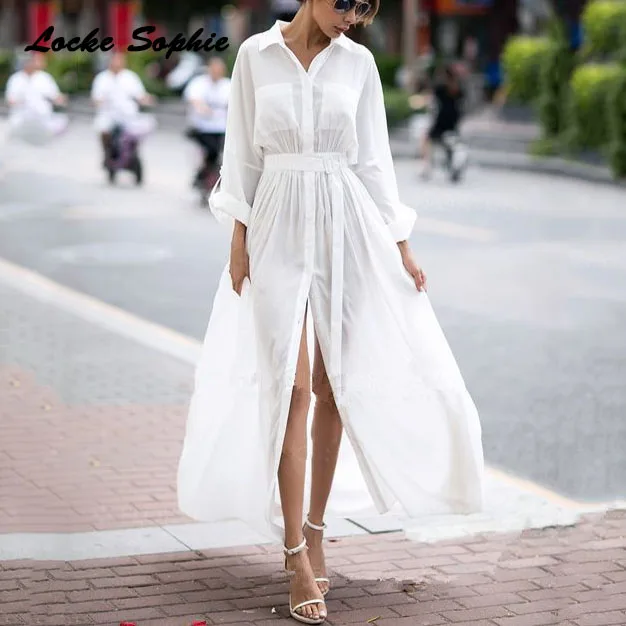 

1pcs High waist Ladies Plus size Sexy shirts party dresses 2019 Summer Chiffon Splicing waist belt Dress women Skinny Long Dress
