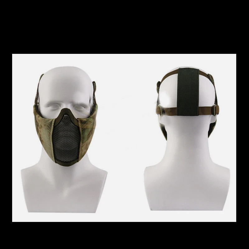 Тактическая сетчатая маска, маска для страйкбола, стрельба, игры, маска, камуфляж, половина лица, защитная Нижняя маска для взрослых, дышащая
