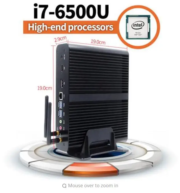 6TH MINI PC Rugged Mini Computer Intel Core i7 6500u Linux 128GB SSD4K Fanless Small HTPC Mini ITX Case 3years Warranty