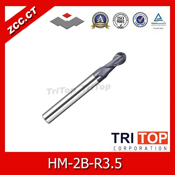 

100% Guarantee original solid carbide milling cutter 68HRC ZCC.CT HM/HMX-2B-R3.5 2-flute ball nose end mills with straight shank