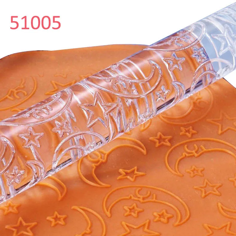 

1PC Fondant Cake Kitchen Gadgets Pastry Roller Rolling Pin Embossing Pattern Baking Tools Non-stick Transparenty Acrylic