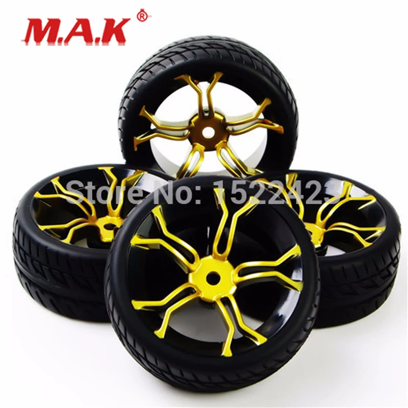 

PP0150+MPNKG 1:10 Scale Rubber Tires and Wheel Rims with 6mm Offset fit HSP HPI RC Flat Racing On Road Car Accessories