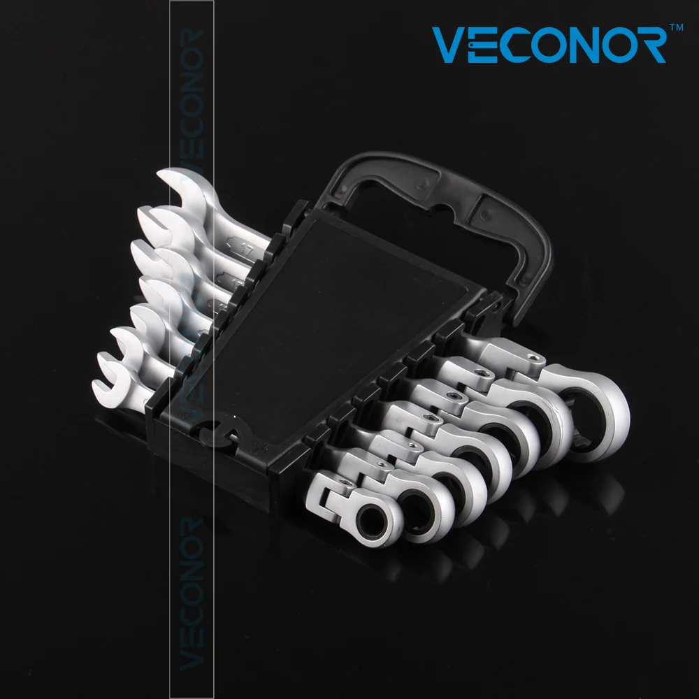 7 pcs flex head ratchet wrench set ratcheting wrench hand tool set 8~17mm Chrome Vanadium apex tool group ac28vs 8 inch chrome adjustable wrench