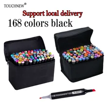 TOUCHNEW Marker 168 Color Black Body Alcoholic oily based ink Art Marker Set Best For Manga