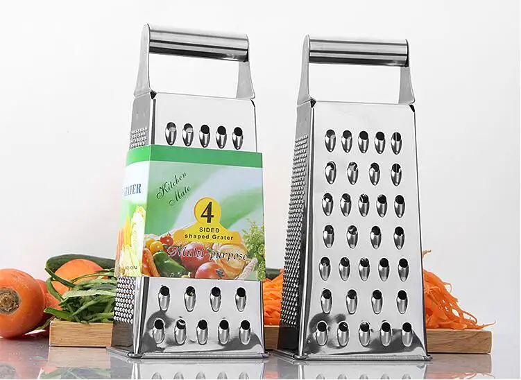 

1PC Stainless Steel Multifunctional 4 Sided Blades Cheese Vegetables Grater Carrot Cucumber Slicer Cutter Box Container KX 237