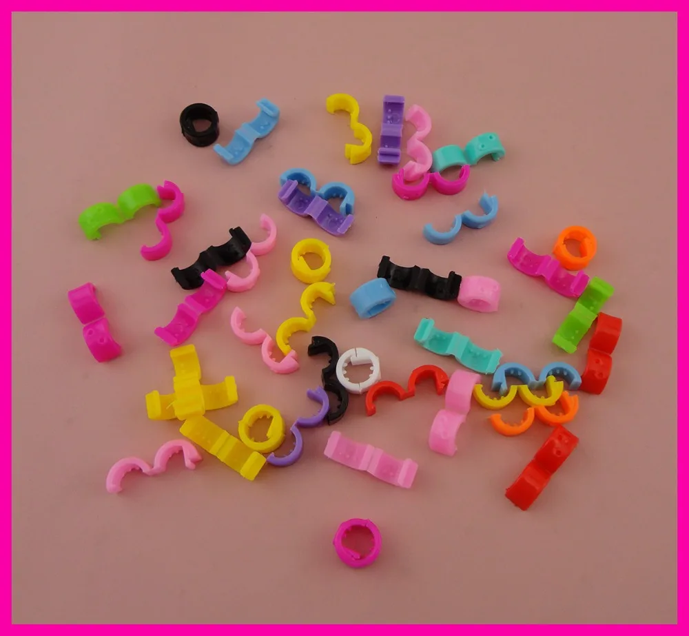 100PCS Mini Plastic Ponytail Cuff holder Teethed snap Circle Ring