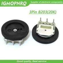 10 pces 3pin 16*2mm duplo engrenagem tuning dial potenciômetro b203 20 k dial potenciômetro igmopnrq