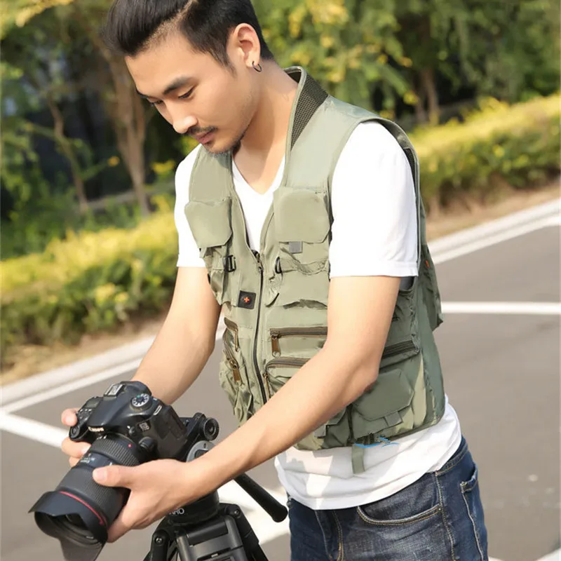 Summer Men Tactical Hiking Fishing Vest Multi-pocket Photographer