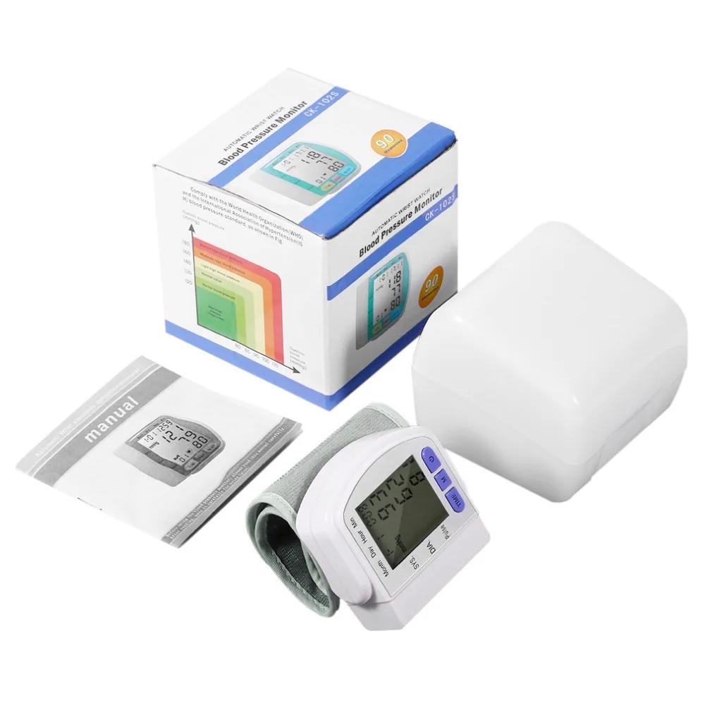 

Hot LCD Automatic Wrist Blood Pressure Monitor Measurement Device Heart Beat Meter Pulse Oximeter Health Care Tonometer+Box hot
