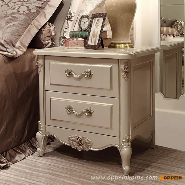 High quality bed fashion Modern French Style solid Wood Nightstand OV