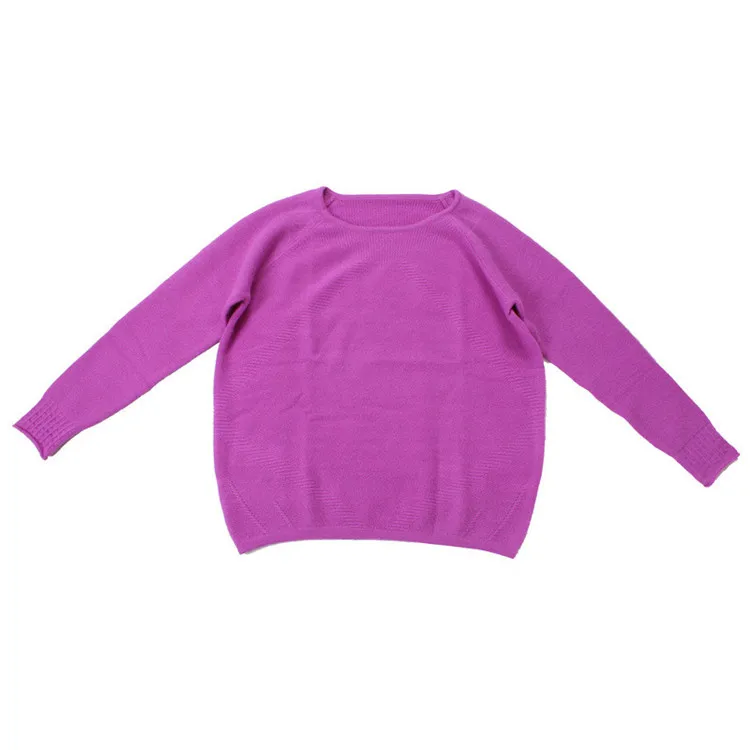  new fashion 100%goat cashmere o-neck solid knit women spring autumn pullover sweater black 2color S