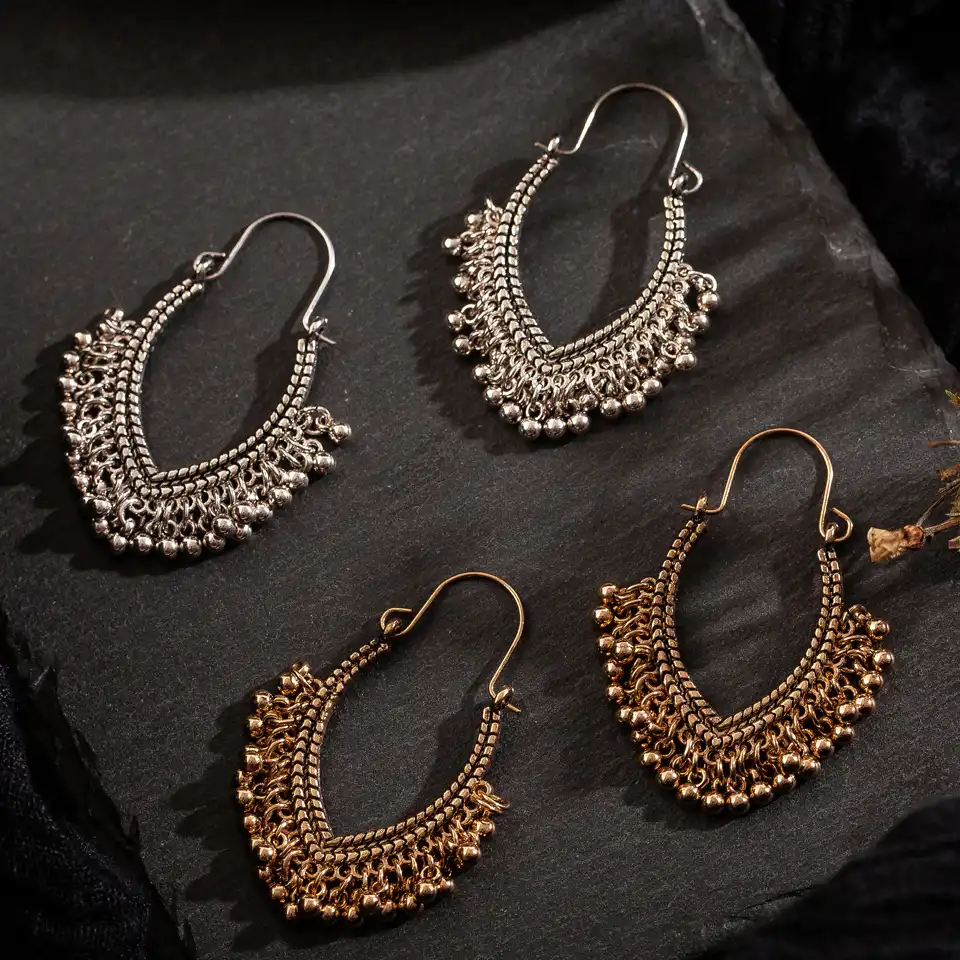 Golden Ethnic Earrings 2025 | www.alhudapk.com