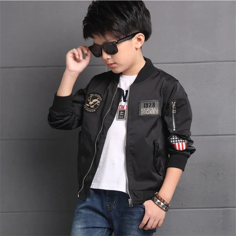  Spring Autumn Jackets for Boy Coat Bomber Jacket Army Green Boy's Windbreaker Jacket letter Print K