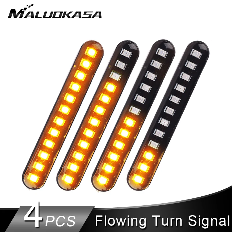 4PCS Motorcycle Turn Signals Flashing Light LED Flasher Flowing Water