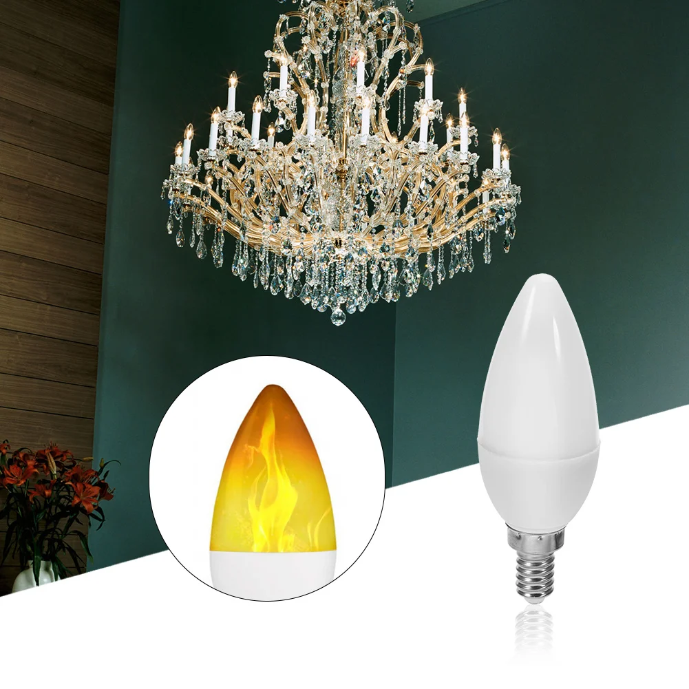 Light para Home Luz de Velas Chama Filamento Lâmpada Led Vela Lustre Night Indoor E12 Luz 17 Iluminação Novelty
