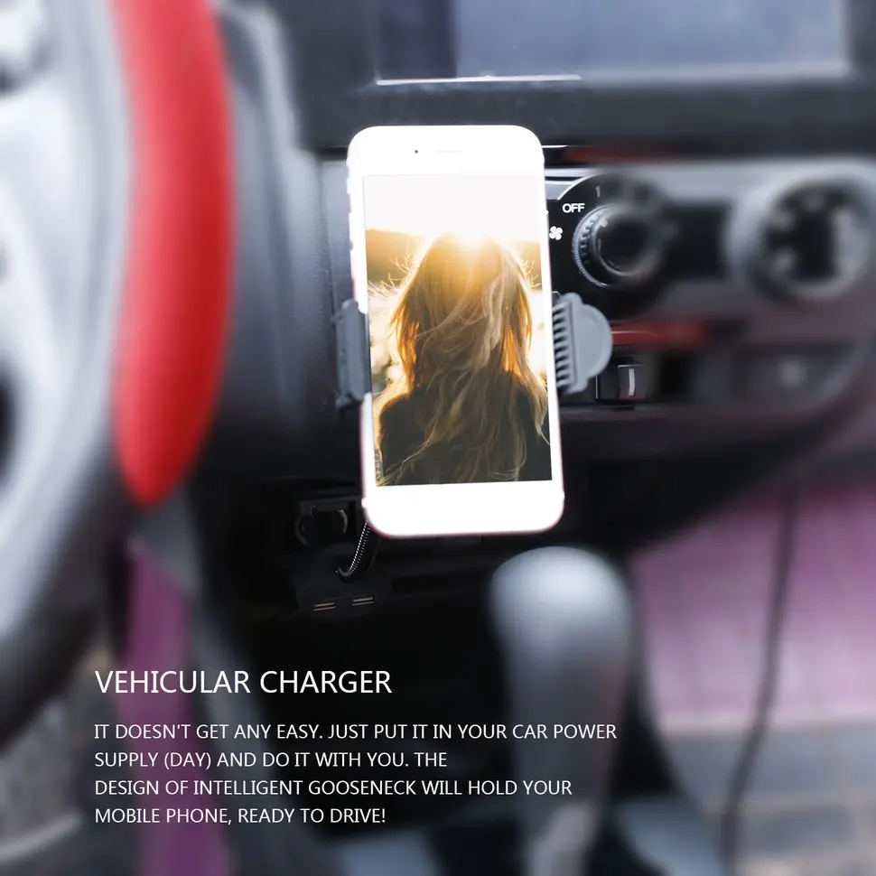 

10pcs Rotatable Dual USB Car Charger Cradle Cellphone Mount Stand Holder Universal
