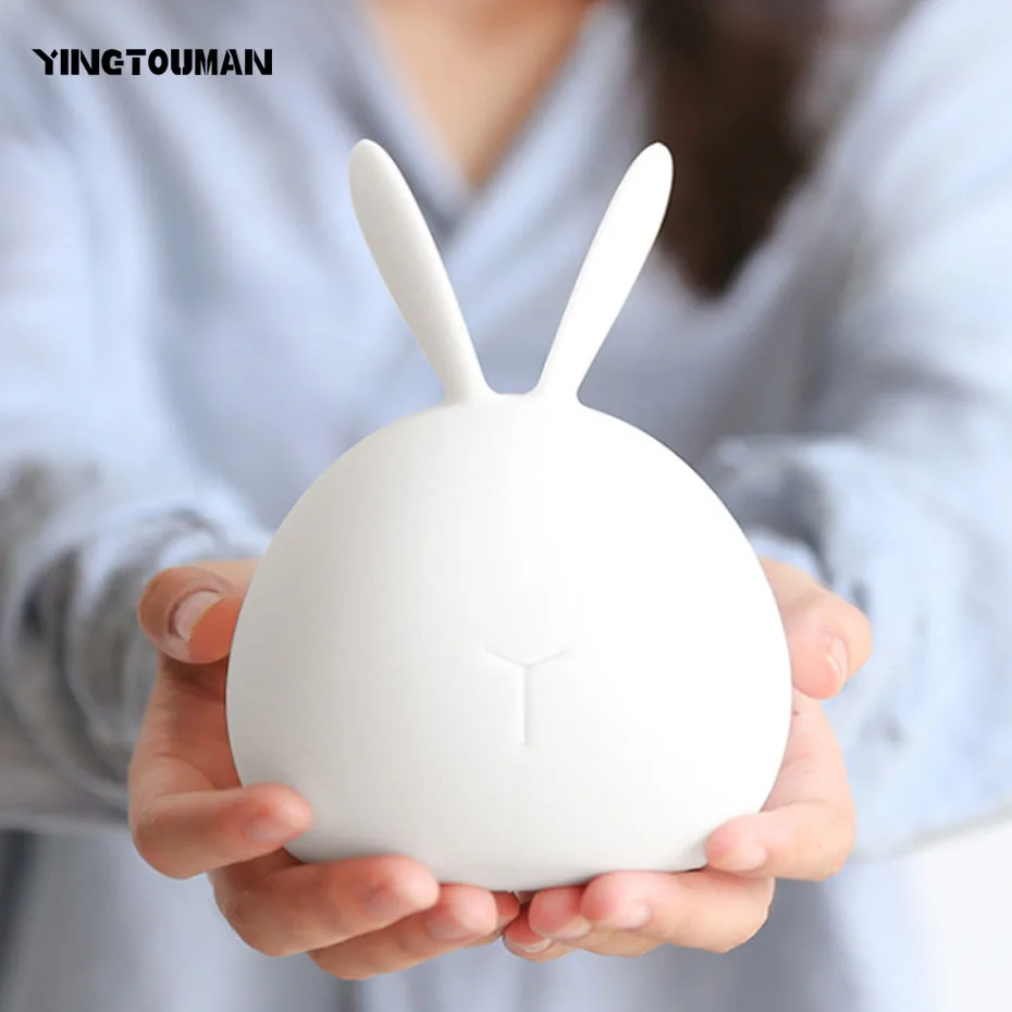 

YINGTOUMAN Rabbit Take Control Bedside USB Lamp Charging Colorful LED Silicone Embryonic Rabbit Emotional Silica Gel Lamp