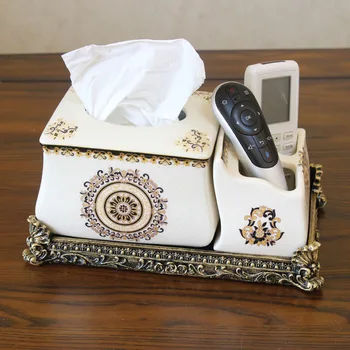 

American multifunctional smoke box Ou receive a case resin ceramics tissue box remote control Home furnishings