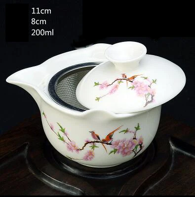 Новый чайный набор Gaiwan из костяного фарфора чайная чашка Dehua Tureen фарфоровая для
