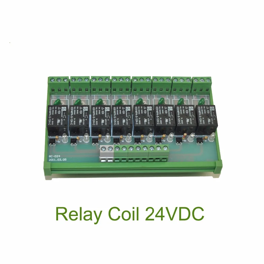 8 Channel T73 Interface Relay Module 24VDC DIN Rail Panel Mountin