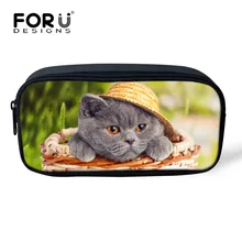 Модный женский чехол для макияжа Милая домашняя кошка с принтом женская косметичка Простой Школьный детский пенал на молнии