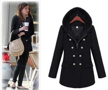Unique Designer Double Breasted and Zipper Closure Woolen Jacket for Women, Fashion Hooded Winter Jacket