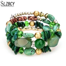 SLZBCY богемные бусины очаровательные браслеты для женщин многослойный каменный браслет на запястье модные ювелирные изделия Joyeria pulseira berloque