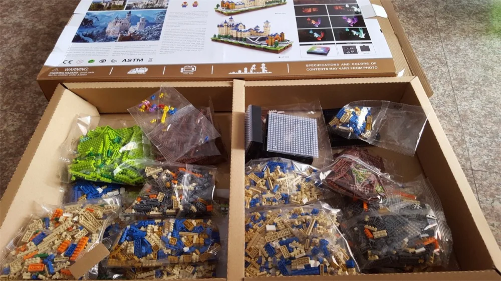 6800 шт. LOZ алмазные блоки Neuschwanstein DIY строительные игрушки Лебедь Каменный Замок мир