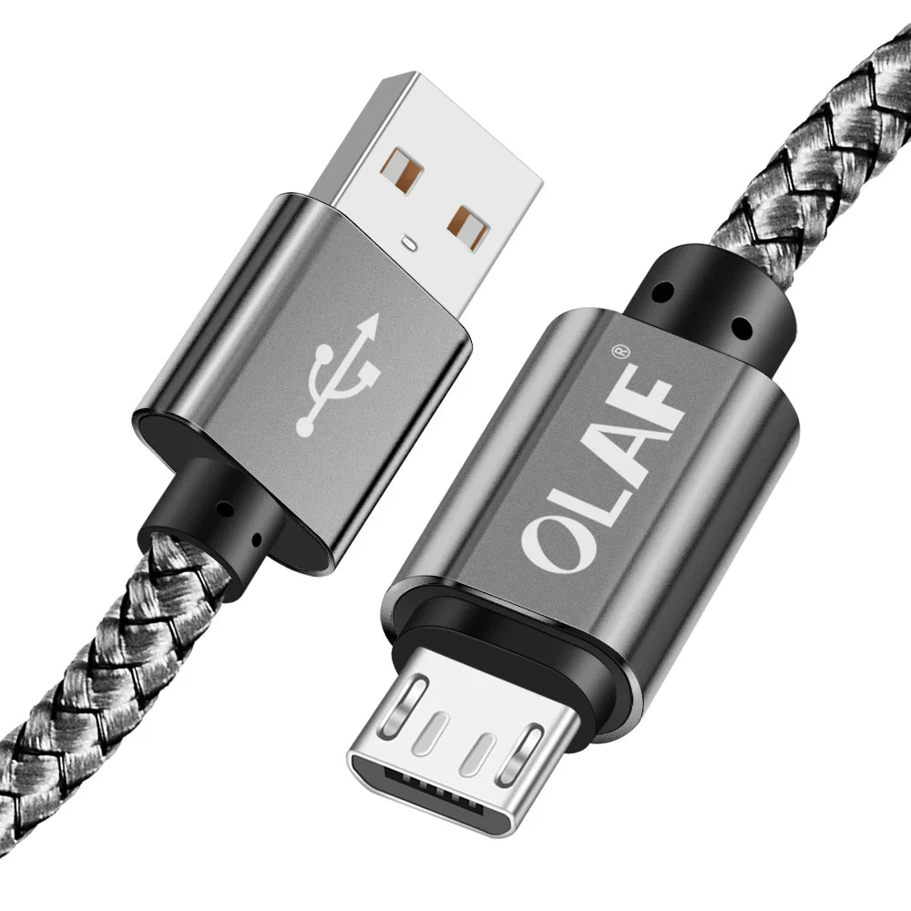 Олаф 3 м микро USB кабель 2.4A быстрое зарядное устройство USB кабель для передачи данных мобильный телефон зарядный кабель для samsung Xiaomi huawei sony кабель для планшета - Цвет: gray