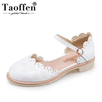 

TAOFFEN Size 34-43 Women Flats Sandals Women Ankle Strap Flower Round Toe Sandals Women Summer Vintage Shoes Women Footwears