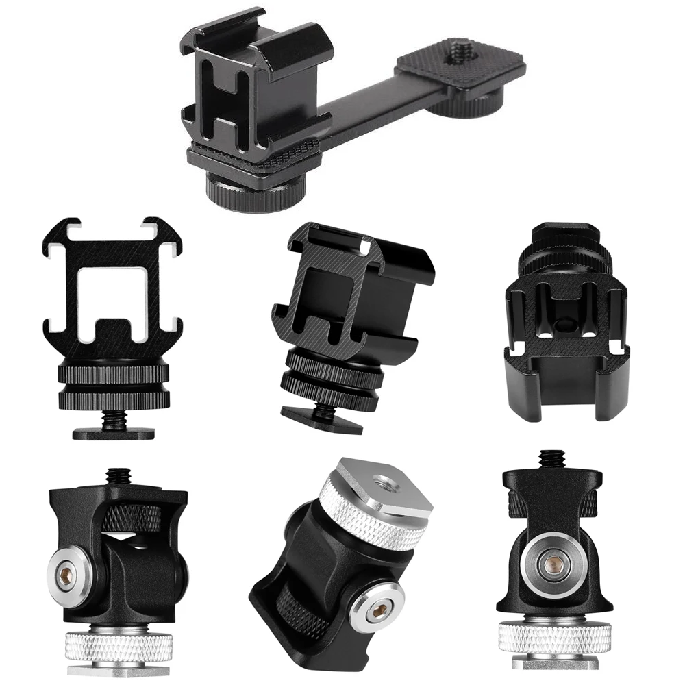 

3 in 1 Triple Cold Shoe Mount Plate LED Video Light Extend Bracket Microphone Stand for Zhiyun Smooth 4 Dji osm2 Feiyu Vimble 2
