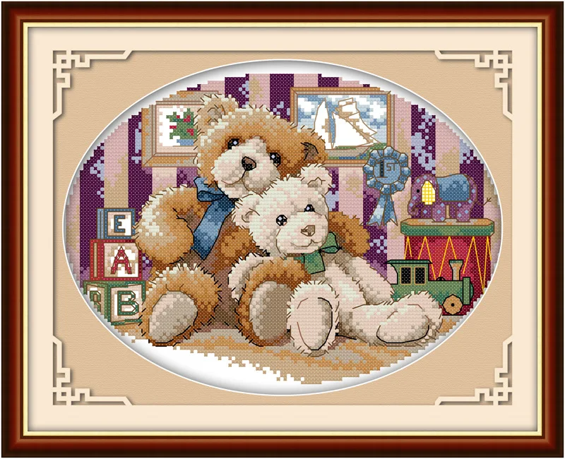 Oneroom Happy Bear family плюшевый мишка DMC Frabric сделай сам ручная вышивка китайский Набор для вышивания крестиком