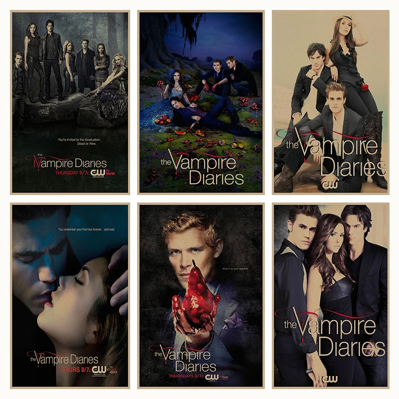 

The Vampire Diaries B Series Collection movie retro Poster Retro Kraft Paper Bar Cafe Home Decor Painting Wall Sticker